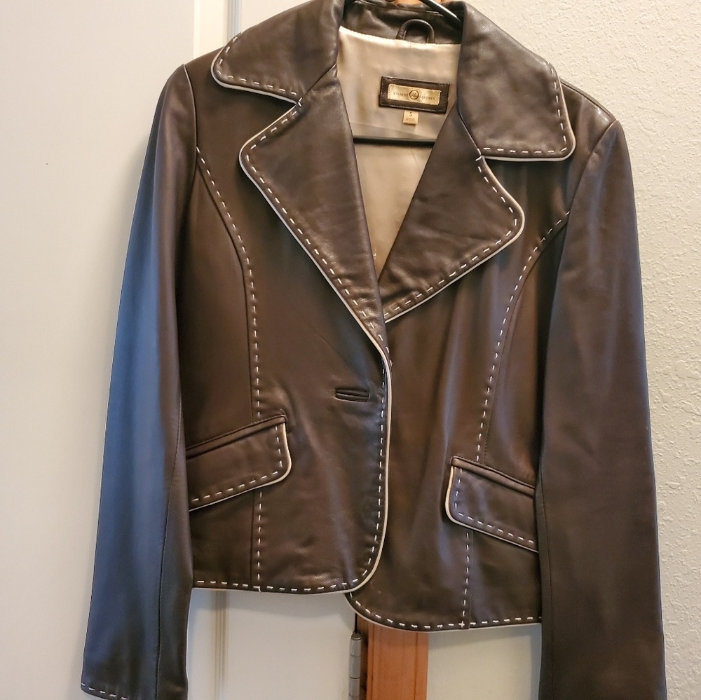 Brown leather jacket